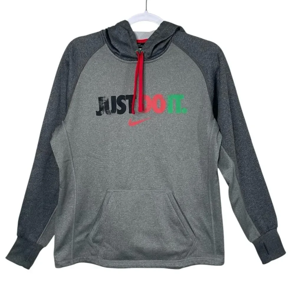 Nike Therma-Fit JUST DO IT Hooded Sweatshirt Colorful Graphics Activewear Size M